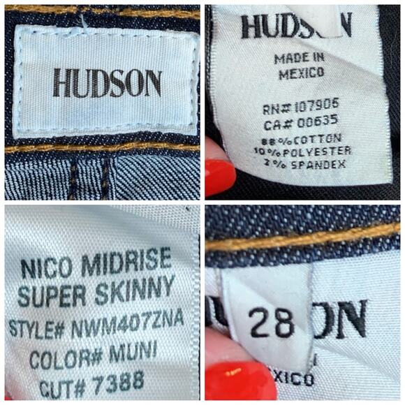 Hudson Jeans Women's Nico Mid-rise Super Skinny Dark Wash Jeans Size 28 - Picture 5 of 6